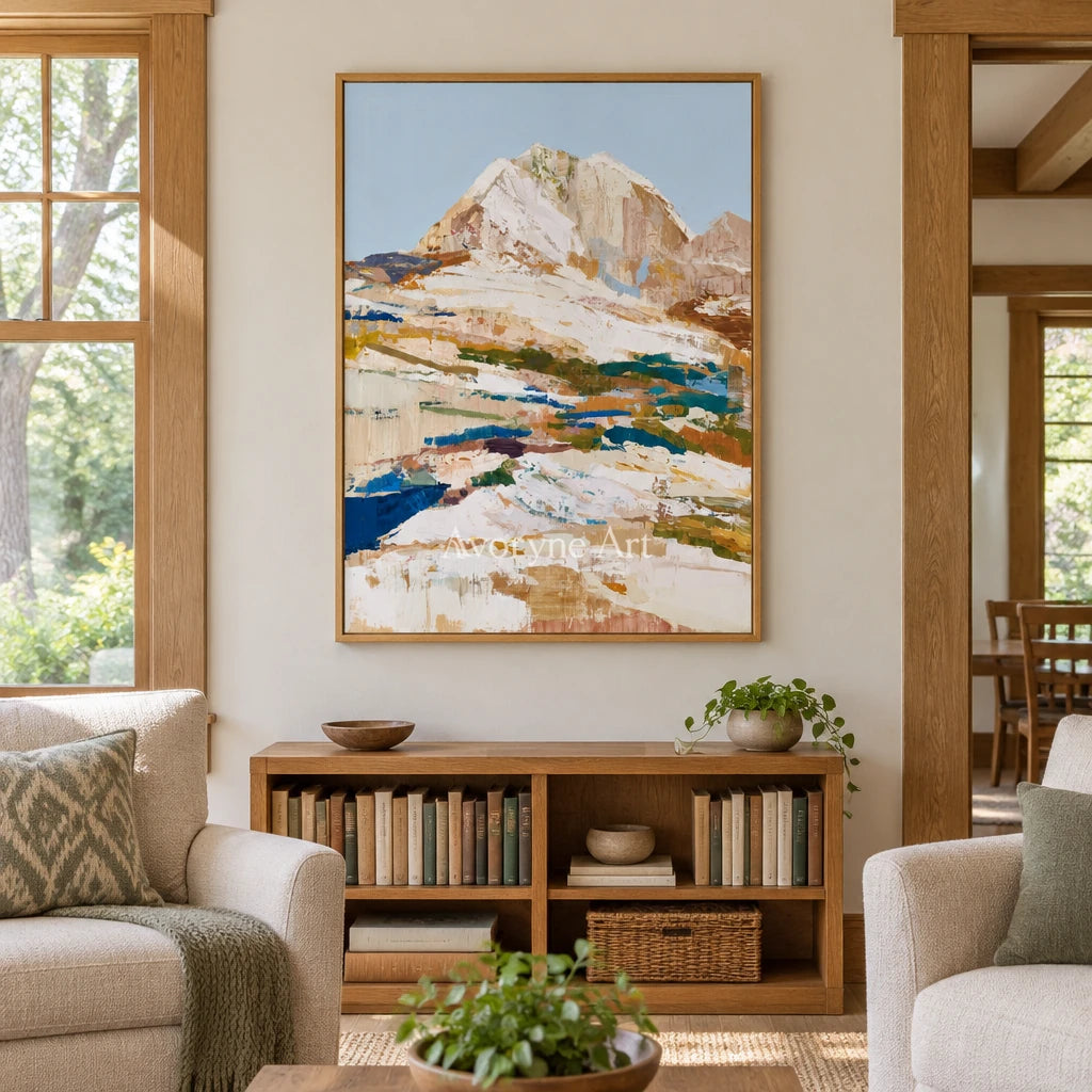 Ivory Gentle Echo: Pale Mountain Art — villa wood