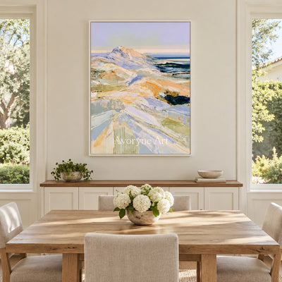Ivory Gentle Trace: Pale Mountain Art — dining white