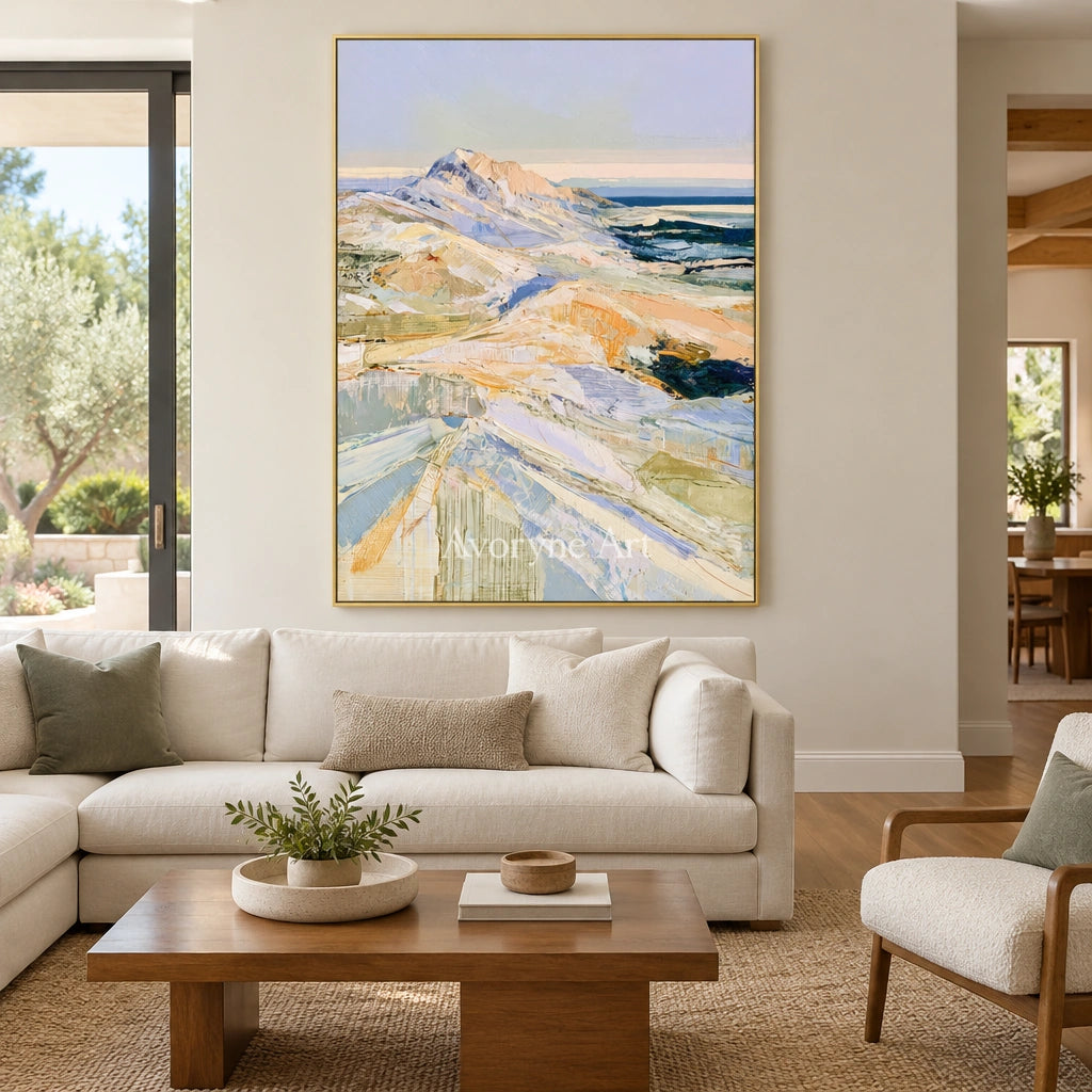 Ivory Gentle Trace: Pale Mountain Art — living gold