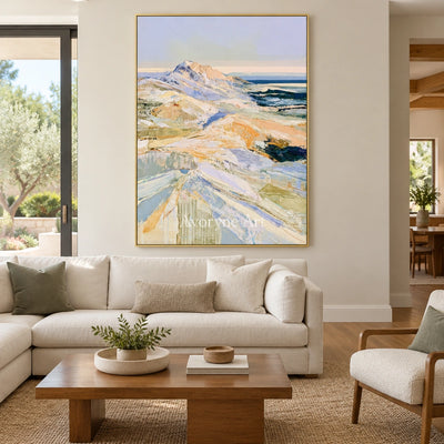 Ivory Gentle Trace: Pale Mountain Art — living gold