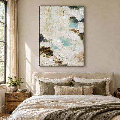 Ivory Winding Drift: Pale Texture Abstract — bedroom black