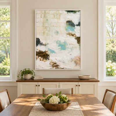 Ivory Winding Drift: Pale Texture Abstract — dining white