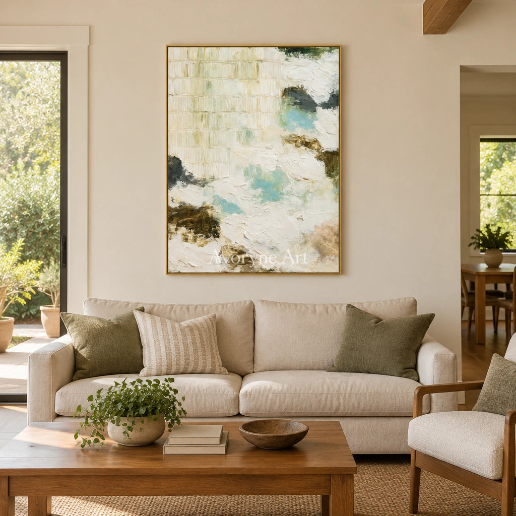 Ivory Winding Drift: Pale Texture Abstract — living gold