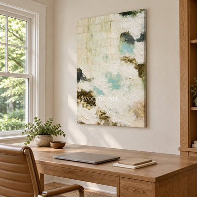 Ivory Winding Drift: Pale Texture Abstract — office frameless