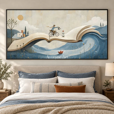A Chapter Abroad: Panoramic Book Landscape Wall Art — bedroom black