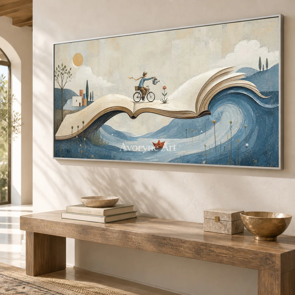 A Chapter Abroad: Panoramic Book Landscape Wall Art — entry silver