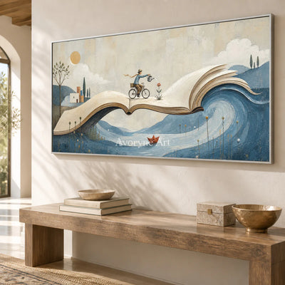 A Chapter Abroad: Panoramic Book Landscape Wall Art — entry silver