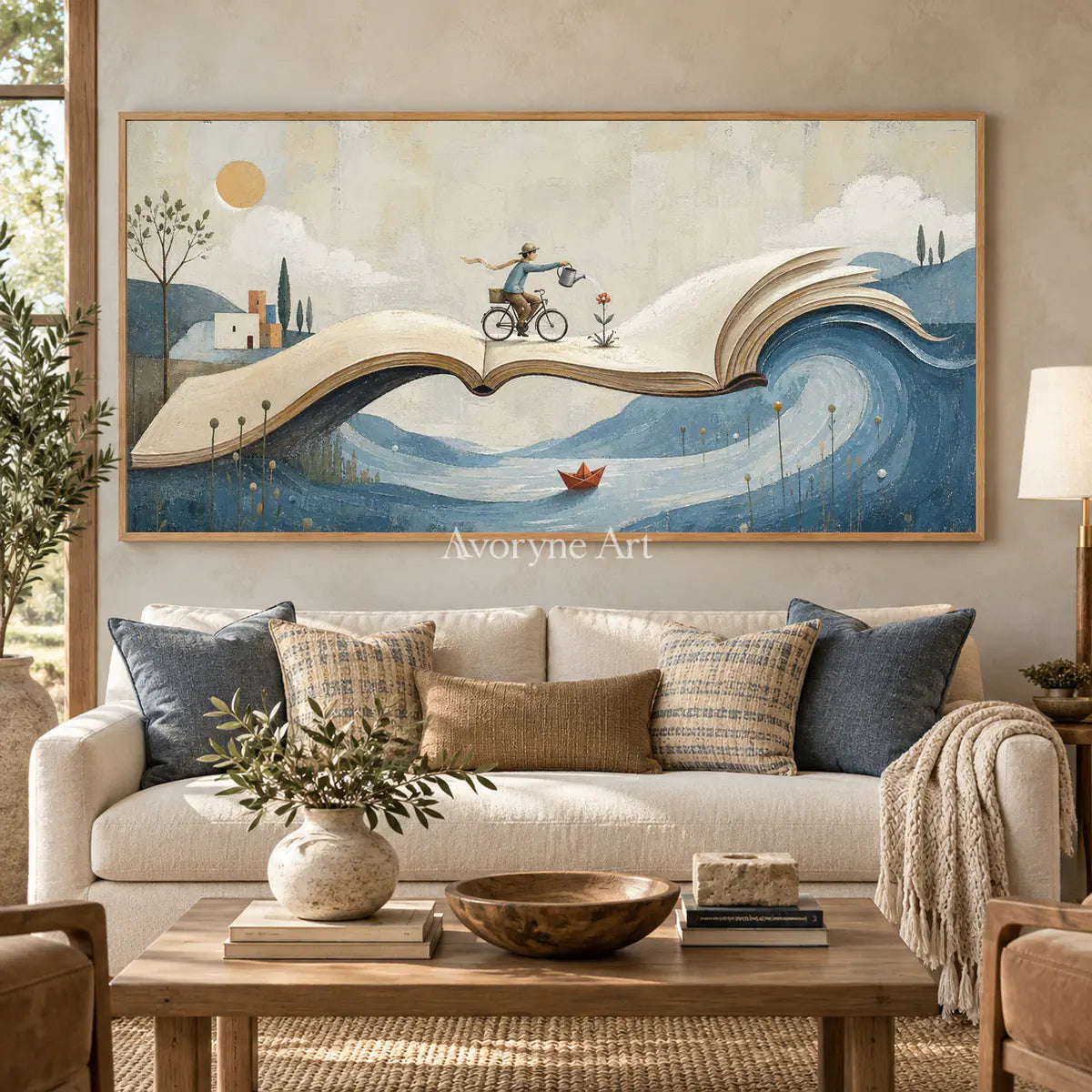 A Chapter Abroad: Panoramic Book Landscape Wall Art — hotel wood