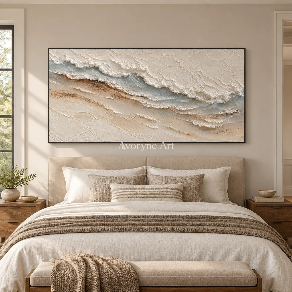 Sandwhisper: Panoramic Coastal Relief Wall Art — bedroom black
