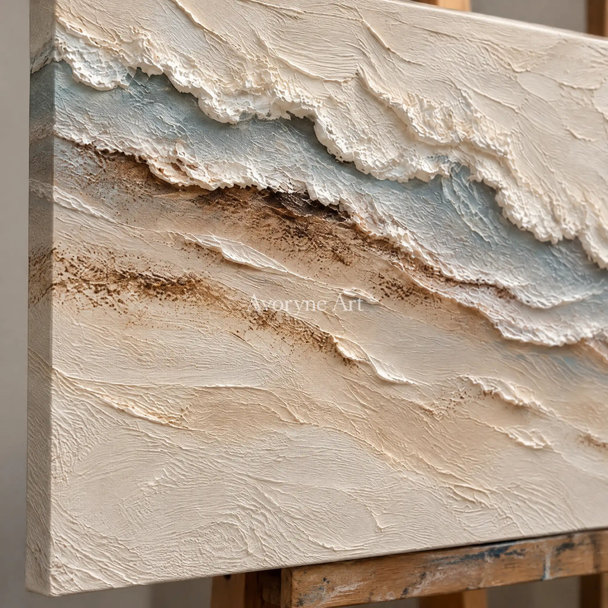 Sandwhisper: Panoramic Coastal Relief Wall Art — detail easel