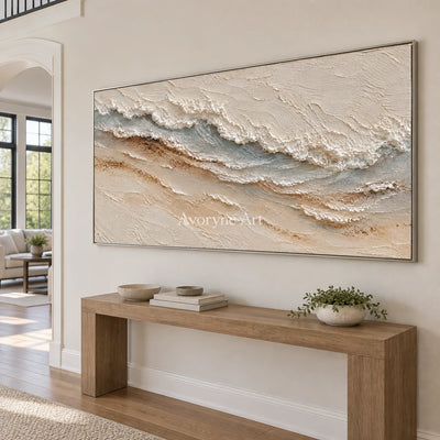 Sandwhisper: Panoramic Coastal Relief Wall Art — entry silver