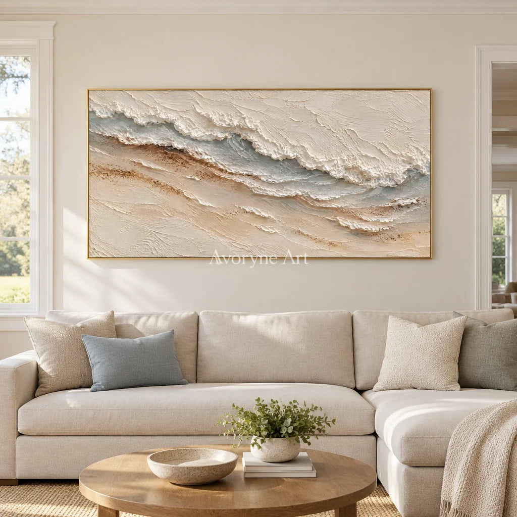 Sandwhisper: Panoramic Coastal Relief Wall Art — living gold