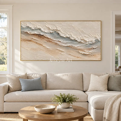 Sandwhisper: Panoramic Coastal Relief Wall Art — living gold