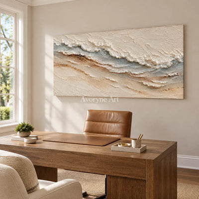 Sandwhisper: Panoramic Coastal Relief Wall Art — office frameless