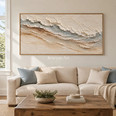 Sandwhisper: Panoramic Coastal Relief Wall Art — villa wood