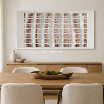 Terracotta Register: Panoramic Minimalist Grid Wall Art — dining white