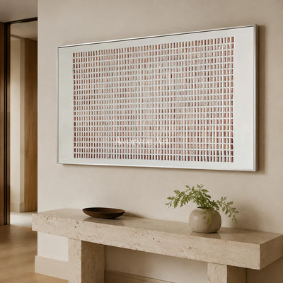 Terracotta Register: Panoramic Minimalist Grid Wall Art — entry silver