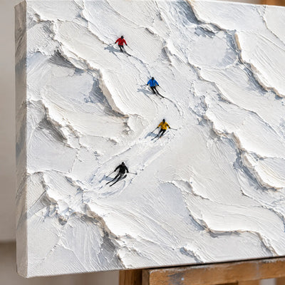 Snowdrift Play: Panoramic Ski Landscape Wall Art — detail easel