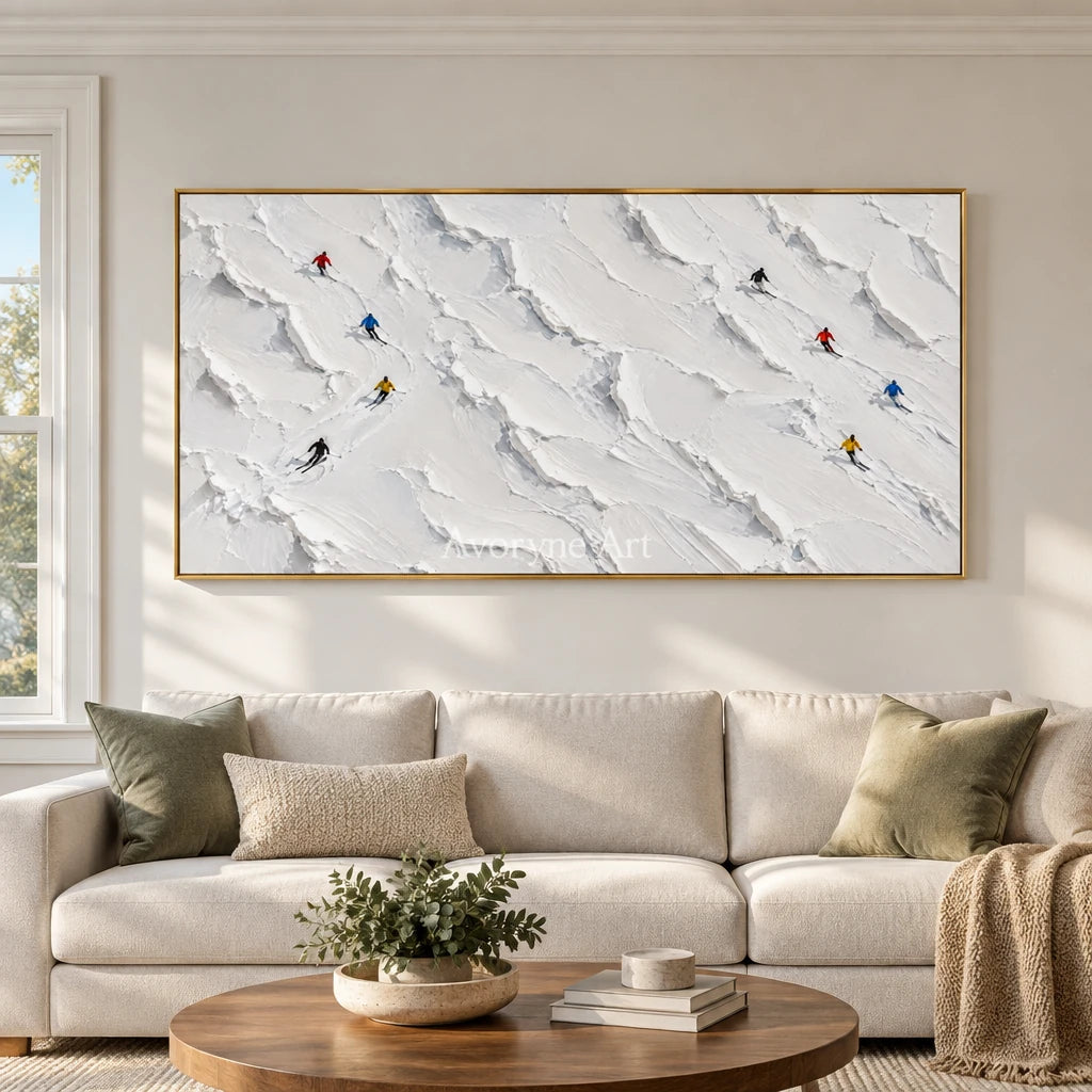 Snowdrift Play: Panoramic Ski Landscape Wall Art — living gold