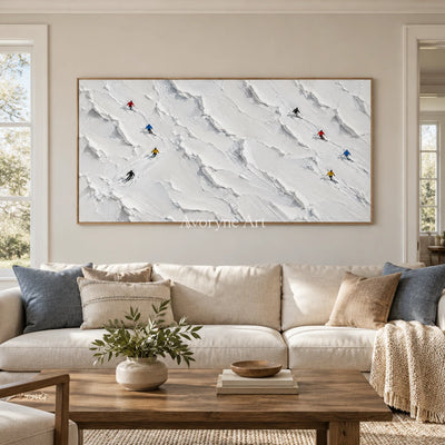 Snowdrift Play: Panoramic Ski Landscape Wall Art — villa wood