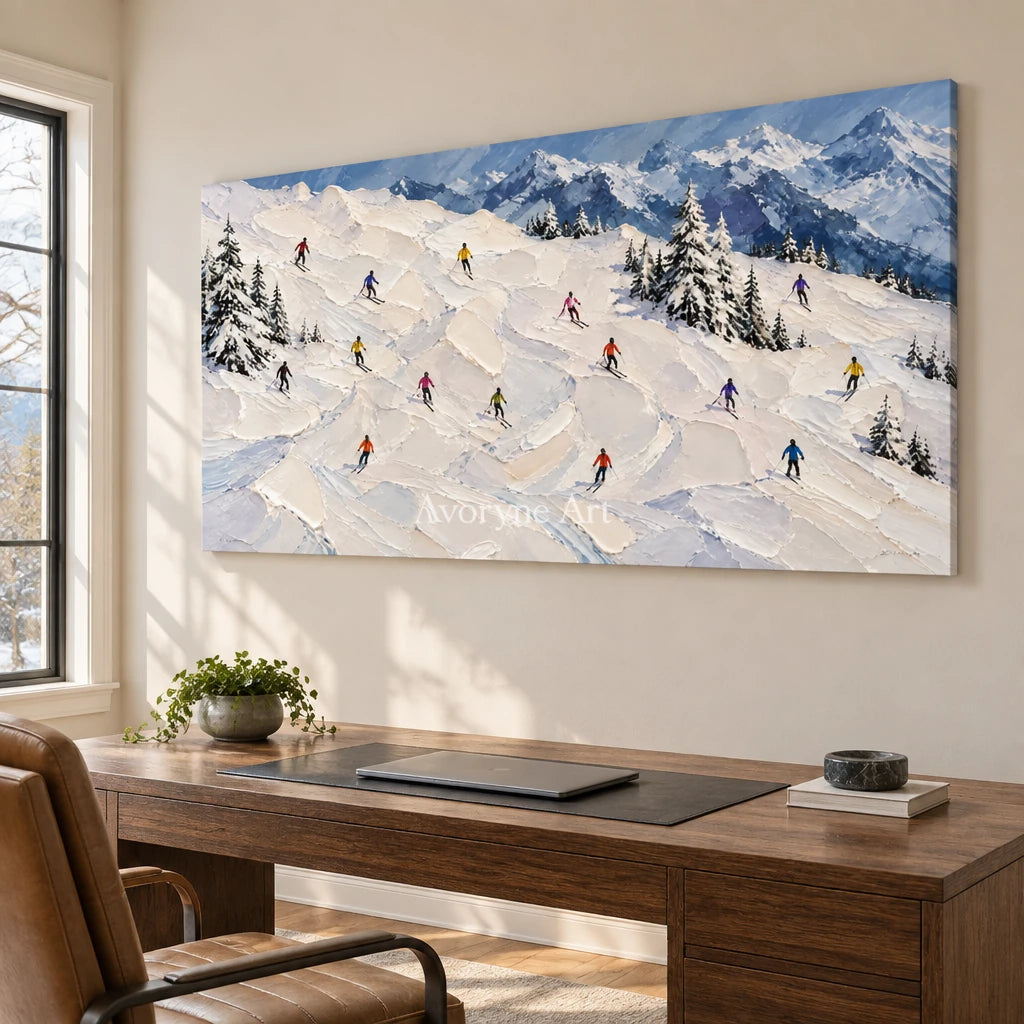 Winter Traverse: Panoramic Ski Landscape Wall Art — office frameless