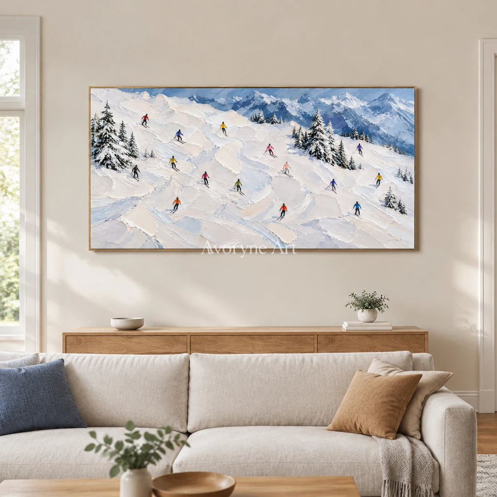 Winter Traverse: Panoramic Ski Landscape Wall Art — villa wood