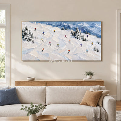 Winter Traverse: Panoramic Ski Landscape Wall Art — villa wood