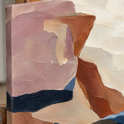 Canyon Veil: Pastel Abstract Landscape Wall Art — detail easel