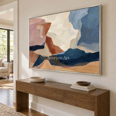 Canyon Veil: Pastel Abstract Landscape Wall Art — entry silver