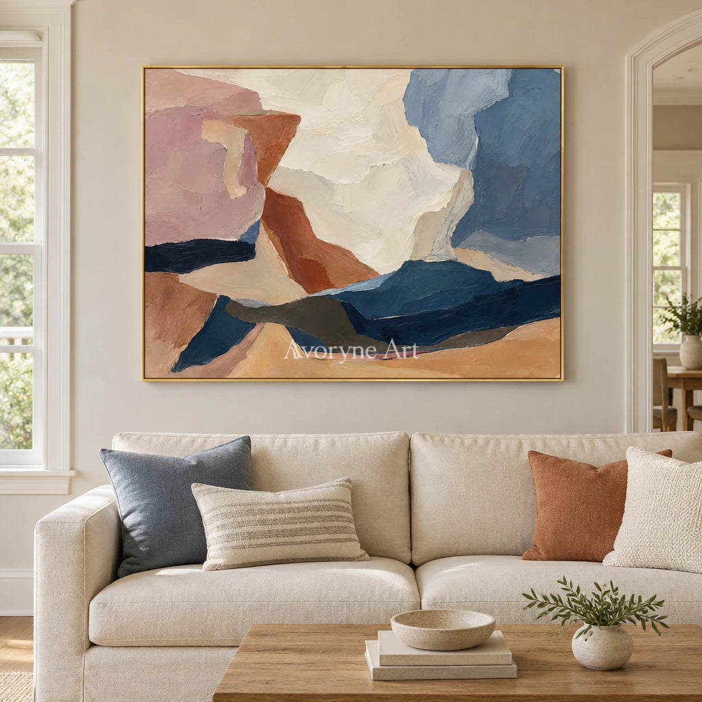 Canyon Veil: Pastel Abstract Landscape Wall Art — living gold