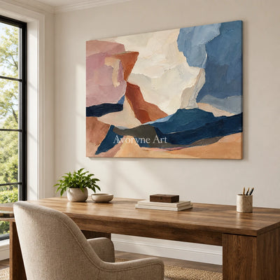 Canyon Veil: Pastel Abstract Landscape Wall Art — office frameless