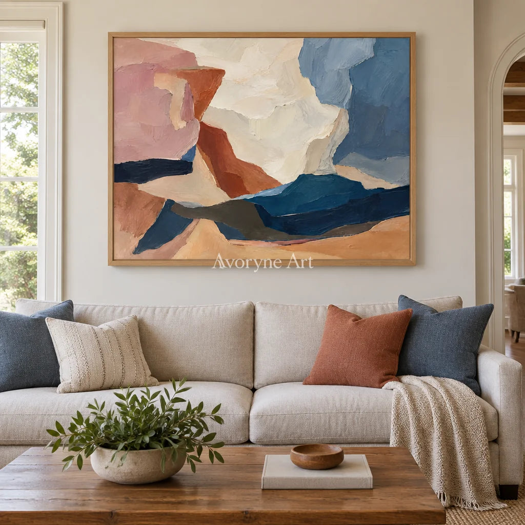 Canyon Veil: Pastel Abstract Landscape Wall Art — villa wood