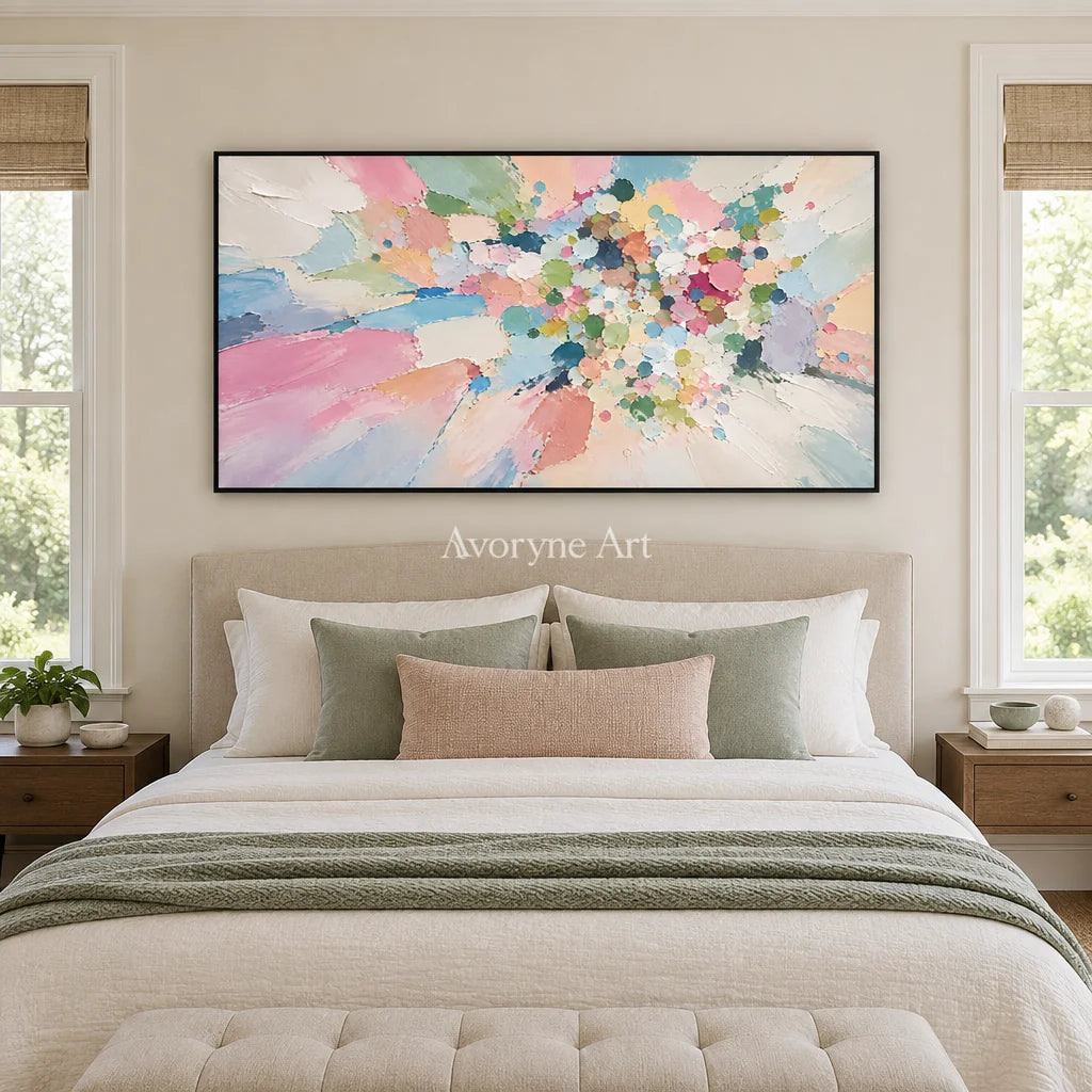 Pastel Confetti: Pastel Abstract Panoramic Art — bedroom black