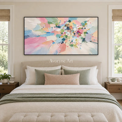 Pastel Confetti: Pastel Abstract Panoramic Art — bedroom black