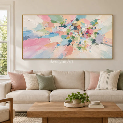 Pastel Confetti: Pastel Abstract Panoramic Art — living gold