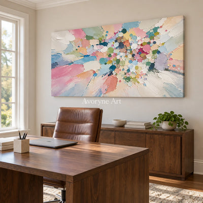 Pastel Confetti: Pastel Abstract Panoramic Art — office frameless