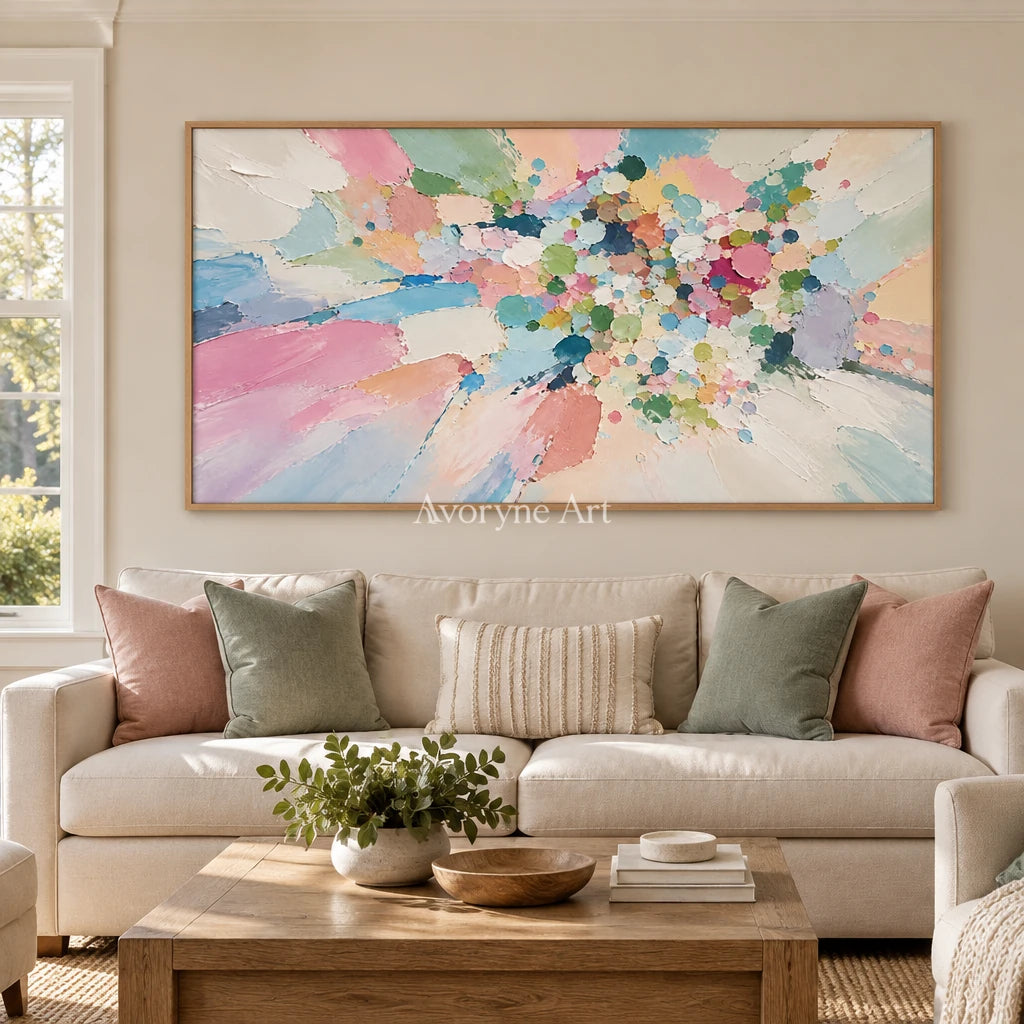 Pastel Confetti: Pastel Abstract Panoramic Art — villa wood