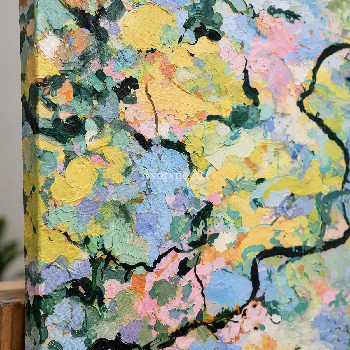 Ivory Open Passage: Pastel Blossom Art — detail easel