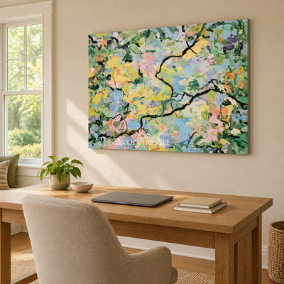 Ivory Open Passage: Pastel Blossom Art — office frameless