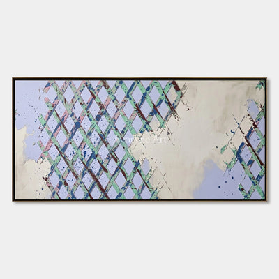 Earthen Rhythm, hand-painted pastel grid texture wall art by Lin Qiao