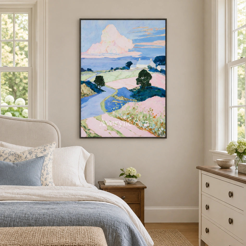 Ivory Open Current: Pastel Hillside Art — bedroom black