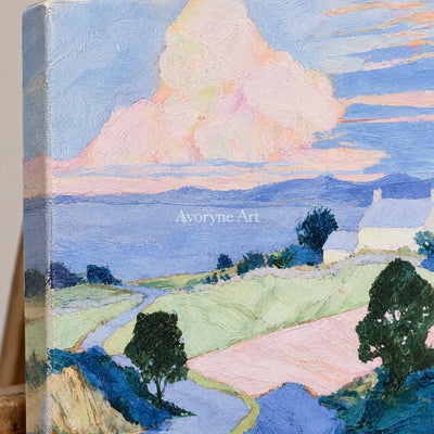 Ivory Open Current: Pastel Hillside Art — detail easel