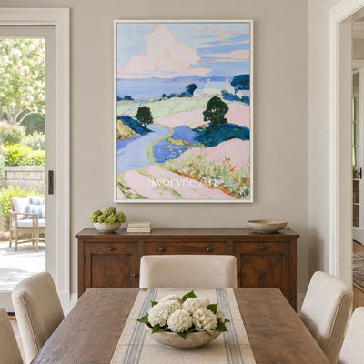 Ivory Open Current: Pastel Hillside Art — dining white