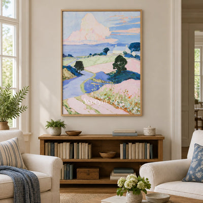 Ivory Open Current: Pastel Hillside Art — villa wood
