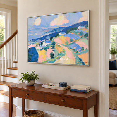 Ivory Open Gesture: Pastel Hillside Art — entry silver
