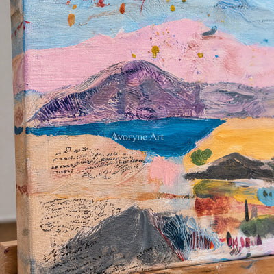 Ivory Distant Drift: Pastel Valley Art — detail easel