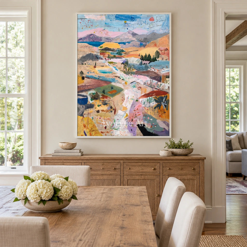 Ivory Distant Drift: Pastel Valley Art — dining white