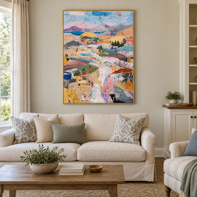 Ivory Distant Drift: Pastel Valley Art — living gold