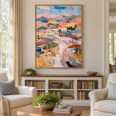 Ivory Distant Drift: Pastel Valley Art — villa wood
