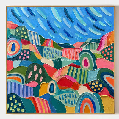 Amber Prelude, hand-painted patterned field wall art by Diego Morales